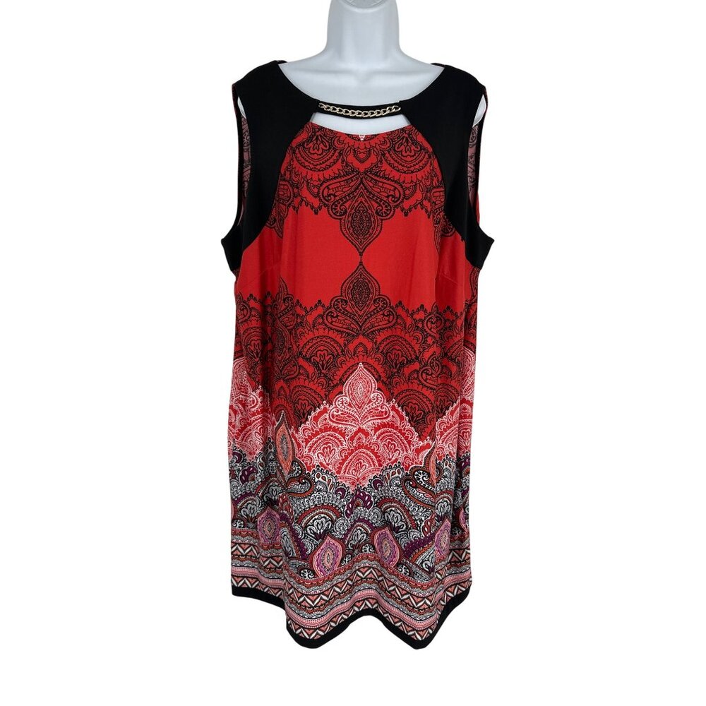 Catherines Womens Sleeveless Paisley Tunic Dress With Chain Detail Size 2X